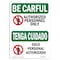 Signmission OSHA CAREFUL, 10" Height, 14" Width, Plastic, 14" W, 10" H, Lndscp, Authorized Personnel Bilingual OS-BC-P-1014-L-10003 - alternate 1